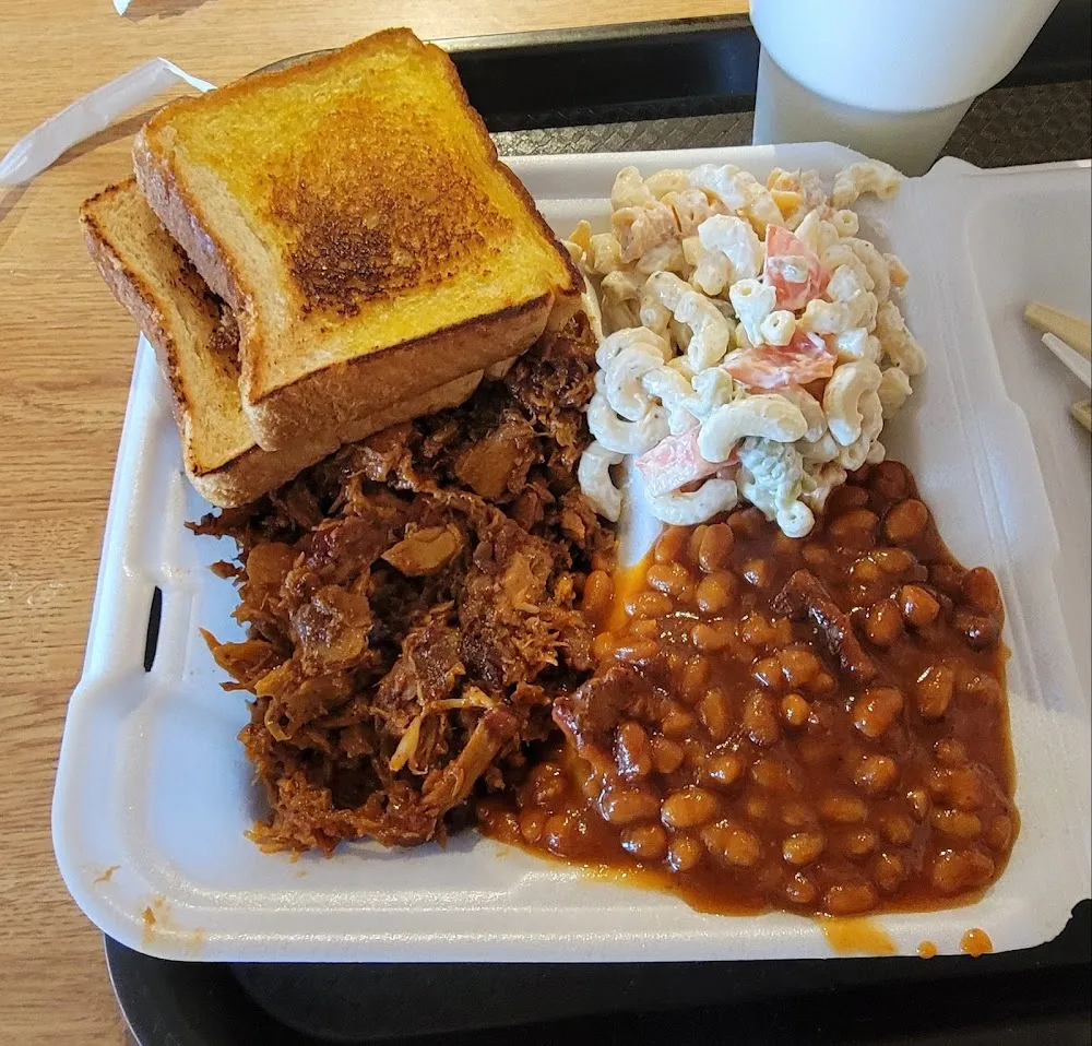 Pulled Pork Baked Beans and Macaroni Salad